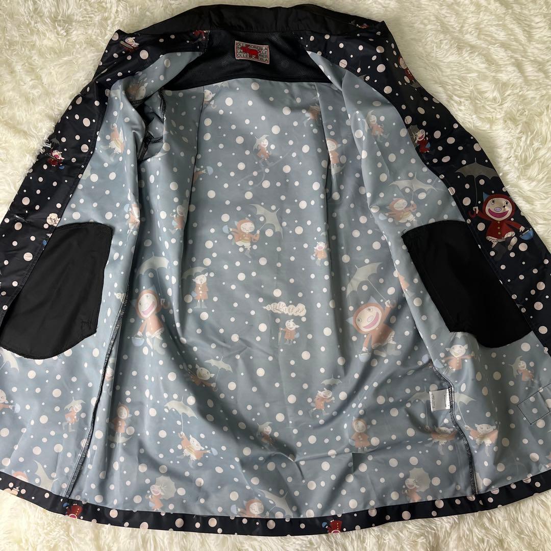 美品✨アルベロベロ　レインコート　ブラック　ぶたさん　総柄　刺繍