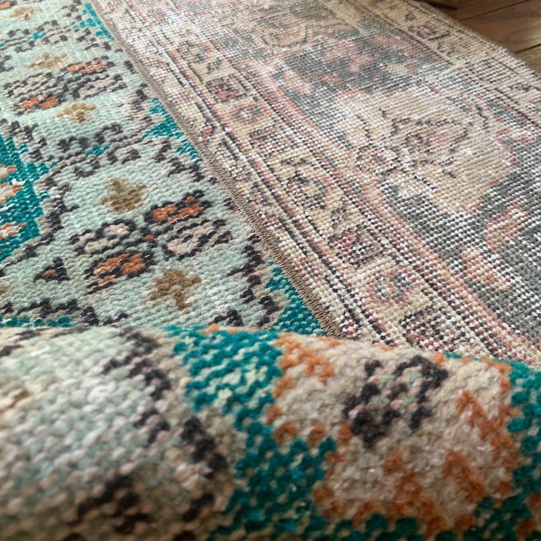 ランナー　モロッカンタイル　120×58パッチワーク　トルコヴィンテージラグ