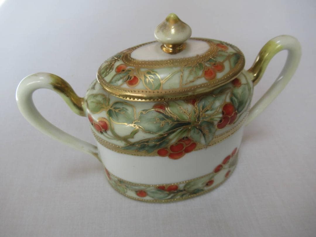 極希少美品 明治後期定価12万◆初期オールドノリタケ シュガーポット＆クリーマー