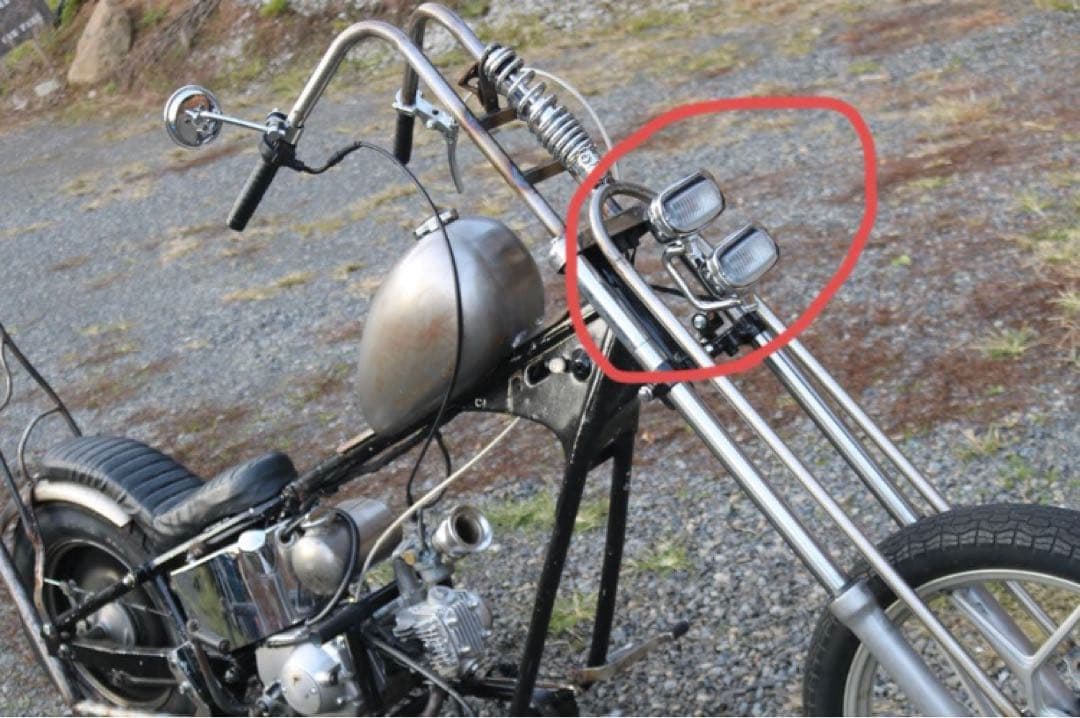 【新品未使用】 ダブル　ヘッドライト　専用ステー付き　チョッパー　ハーレー