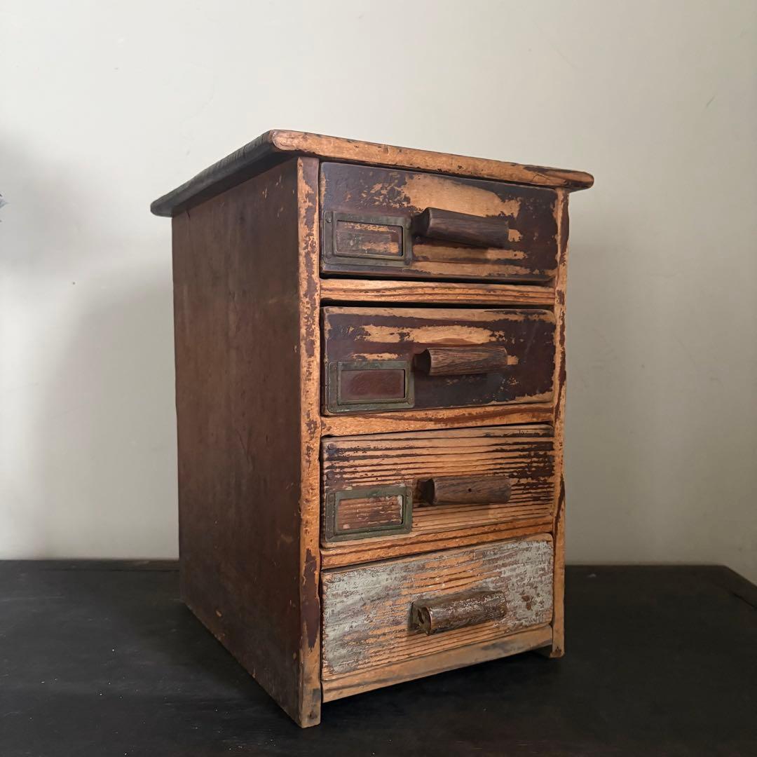 ぼろぼろの小引き出し　古道具　大正時代