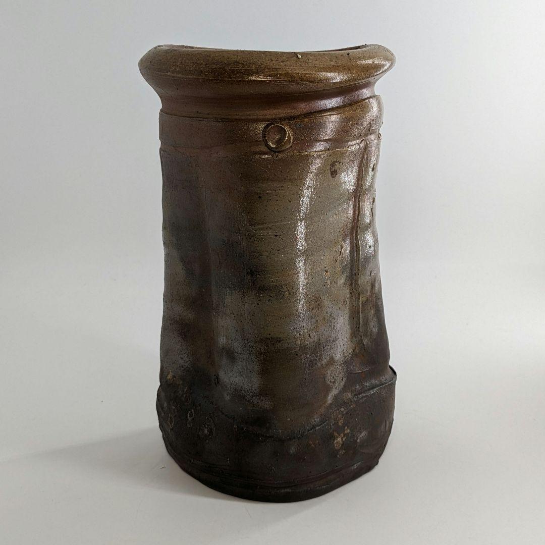 乗松俊行 備前焼 擂座花入 共箱合布栞 花瓶 花生 花器 フラワーベース 工芸品