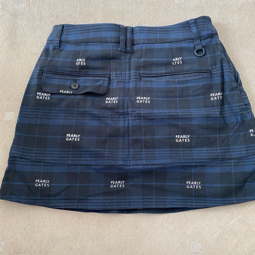 PEARLY GATES チェック柄スカート ネイビー系