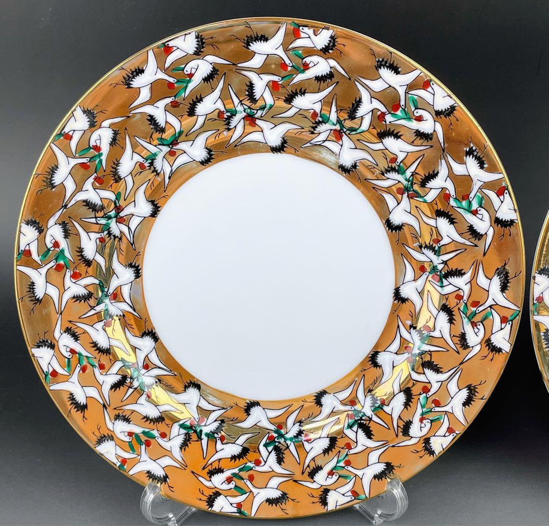 【希少】九谷焼 1000クレーン 鶴 カップ ソーサー 2プレート セット