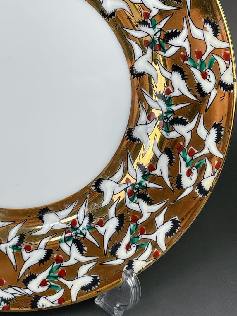 【希少】九谷焼 1000クレーン 鶴 カップ ソーサー 2プレート セット