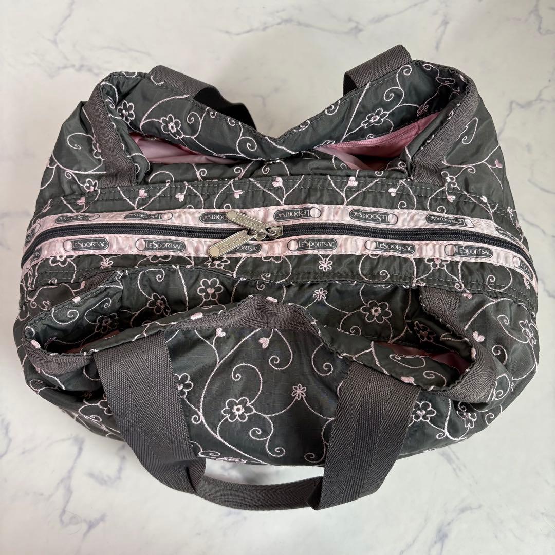 新品 レスポートサック ハワイ限定 グレー ヴァイン ハンドバッグ 刺繍