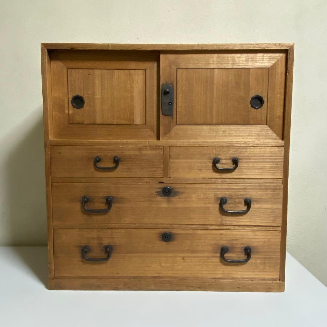 長期自宅保管品 総桐箪笥 小型桐タンス 桐箪笥 茶箪笥 古家具 昭和レトロ 収納