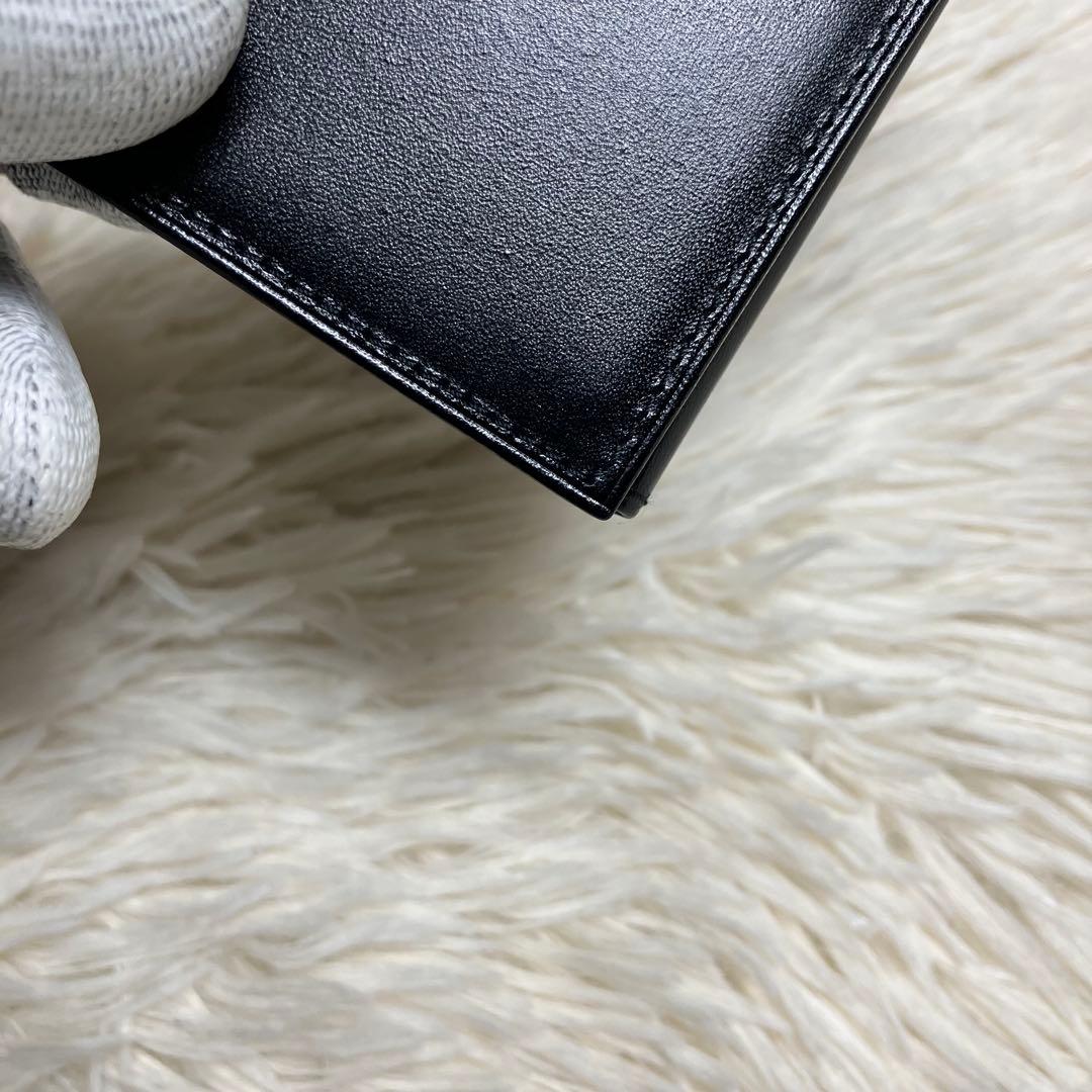 【未使用保管】 カルティエ 名刺入れ レザーブラック ゴールドロゴ