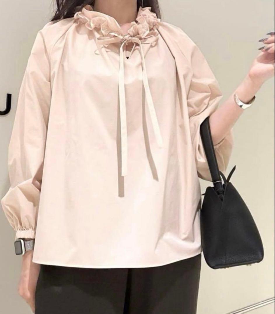 ユナイテッドアローズUNITED ARROWS オーガンジーフリルリボンブラウス