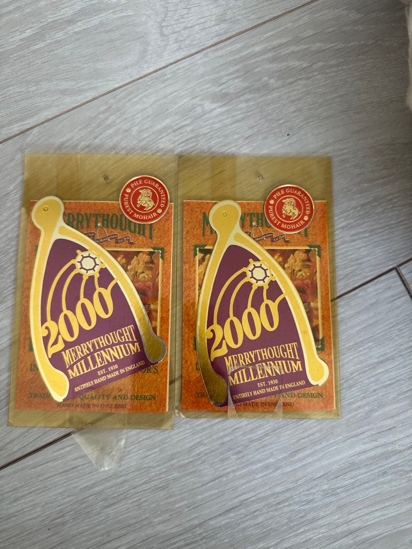 メリーソート写真チーキー2体セット　ピンクリボン　テディベア　ヴィンテージ双子