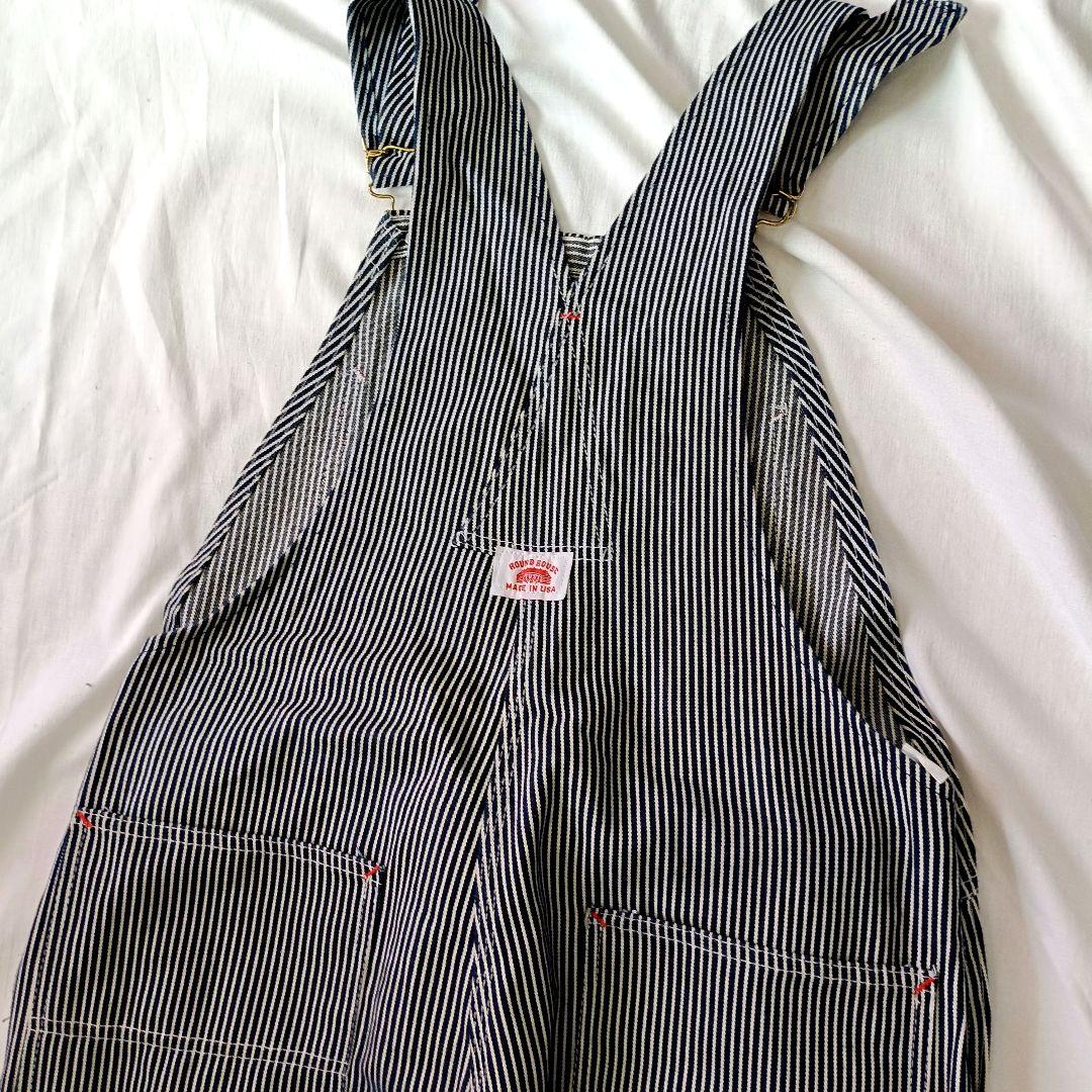 ROUNDHOUSE/オーバーオール/アメリカ製/ストライプ/ワーク/バイク