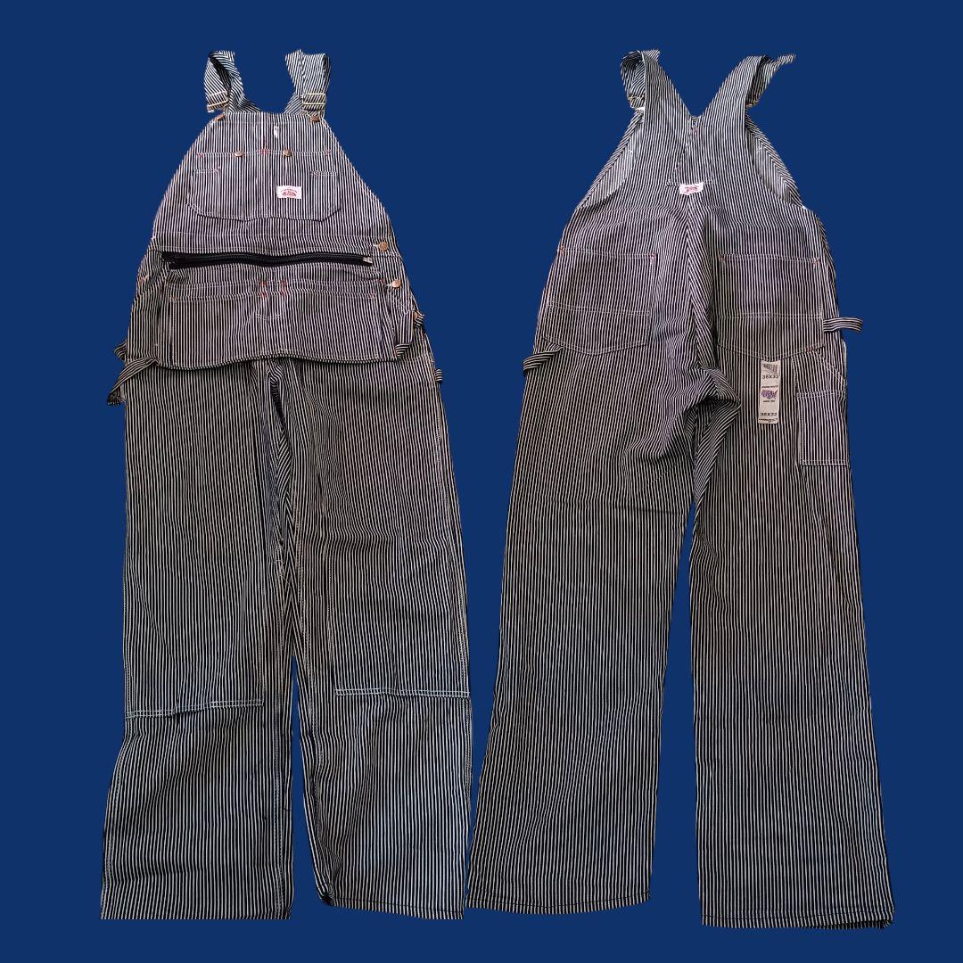 ROUNDHOUSE/オーバーオール/アメリカ製/ストライプ/ワーク/バイク