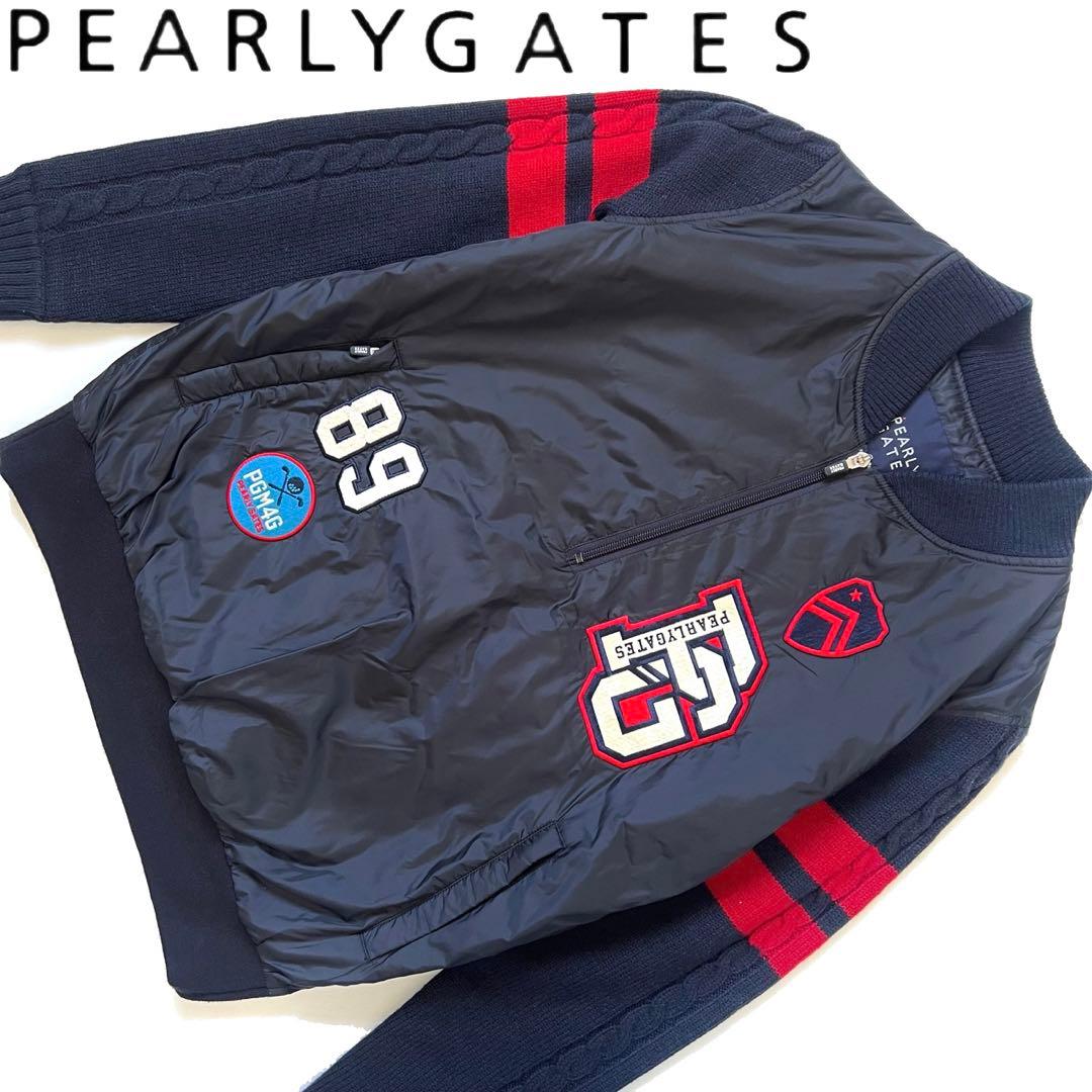 Pearly gates パーリーゲイツ　ニット×ナイロン　中綿入り　ジャケット