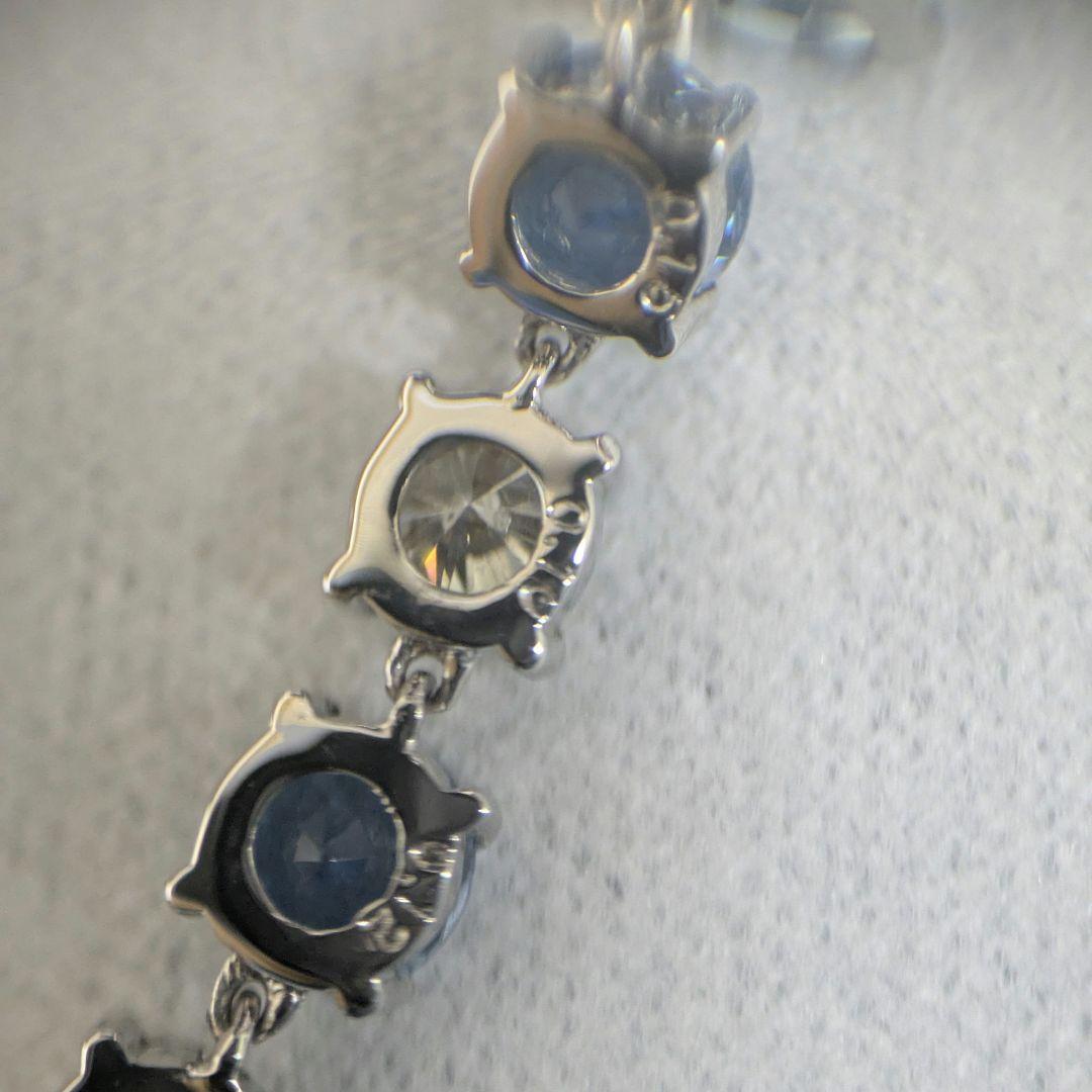 PT900 アクアマリン ダイヤモンド 6連 ピアス 片側 半ペア