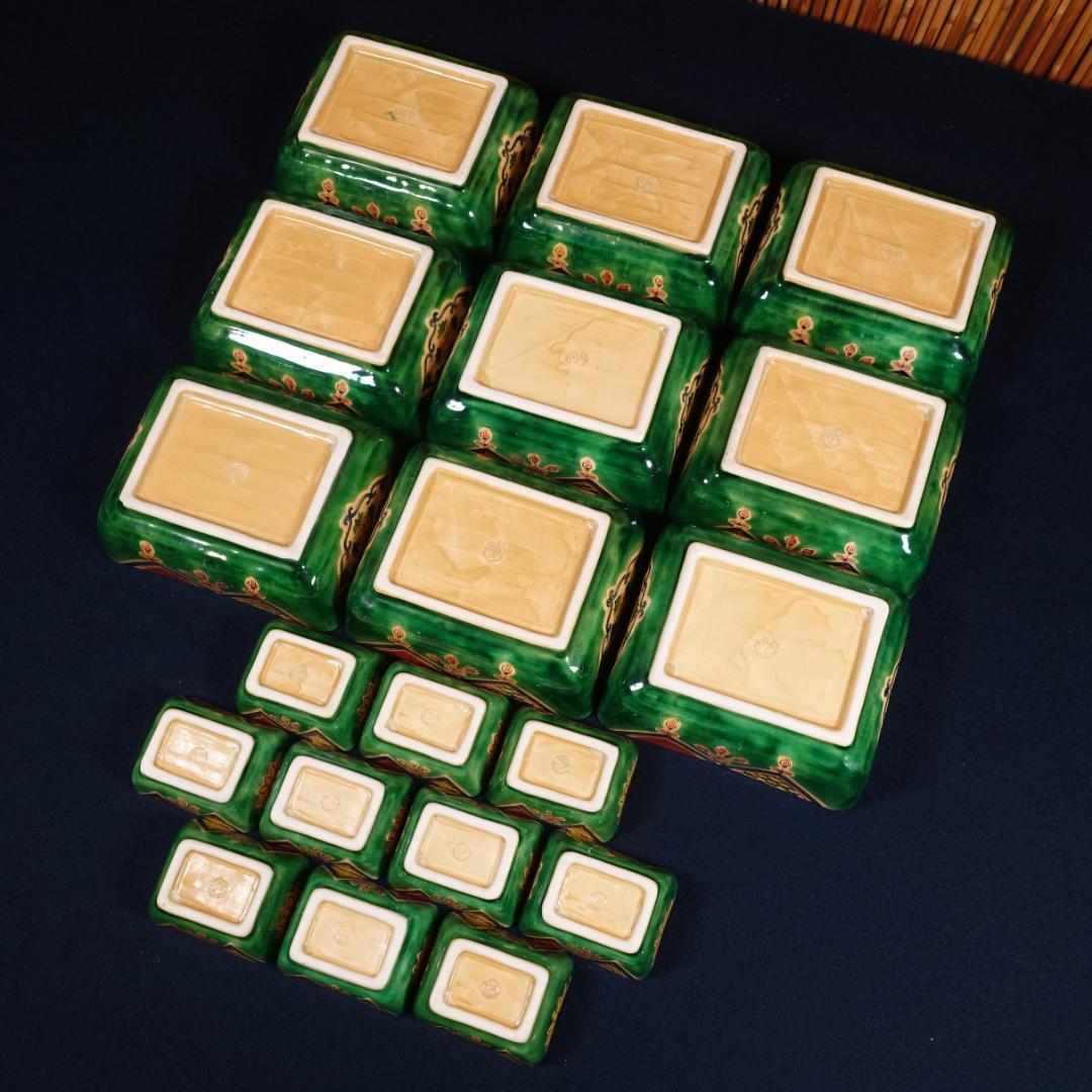 京焼 川尻一寛 禎山窯 色絵 刺身皿 向付 大小19客