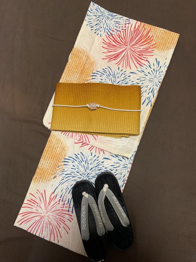 ◆最高級国産染◆高級綿変わり織り◆花火古典の生成り浴衣◆大人ゆかた◆新品