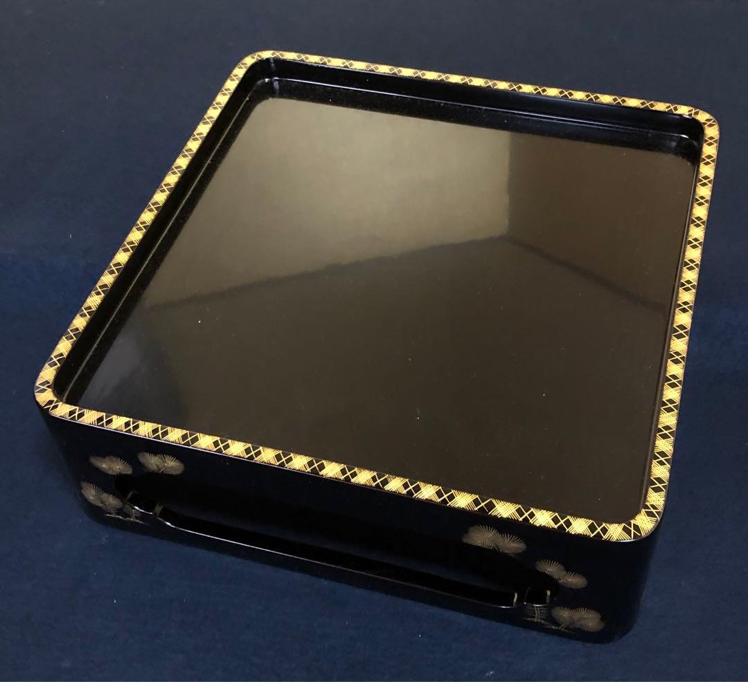 《R》輪島塗 沈金若松舞鶴 五段重 替蓋 台付 山崖松花堂謹製 251222か2