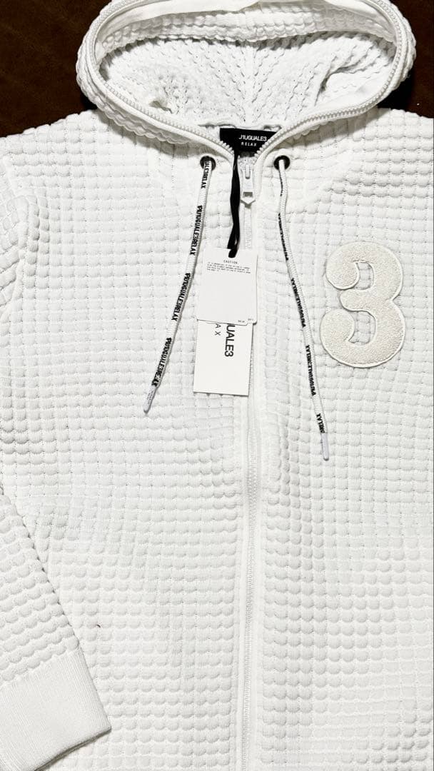 1PIU1UGUALE3 RELAX 3ロゴワッフルジップパーカー／ウノピゥウ