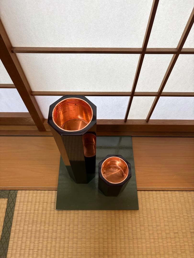 26 美品！華道　短二管筒　いけばな　寸胴　２点セット　華道具　花入れ　未生流