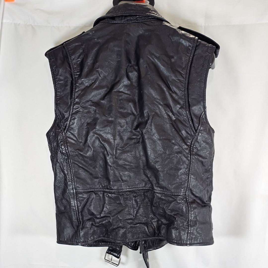 DKNY ライダース レザーベスト 黒 M ドナキャラン ニューヨーク