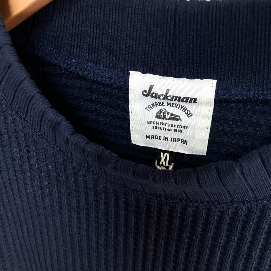 新品 Jackman ワッフルミッドネック ダークネイビー XL JM7200