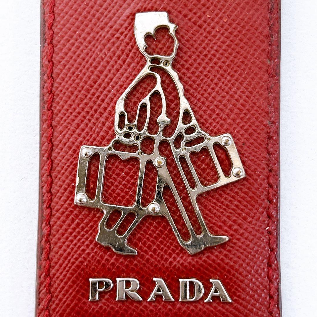 【希少色】PRADA キーリング サフィアーノ ホテルマン ドアマン 赤