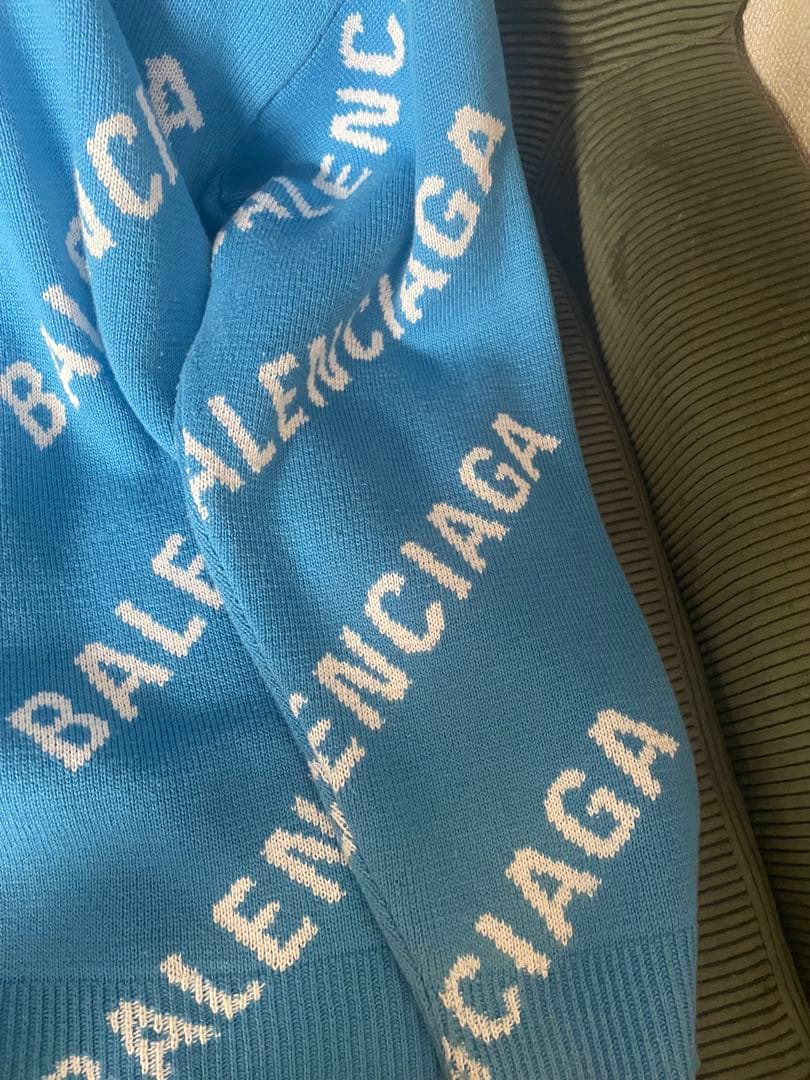 BALENCIAGA ユニセックスニットセーター 青/白