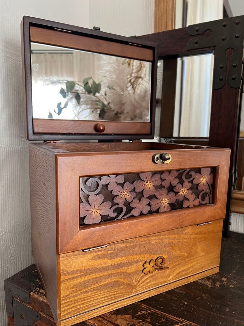 ナチュメイプル　メイクボックス　木製　和モダン　レトロ