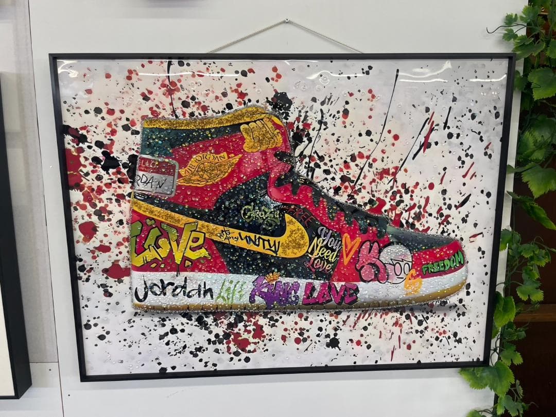 水晶絵　NIKE　ナイキ　スニーカー　アートパネル　絵　絵画　額絵　額縁　アート
