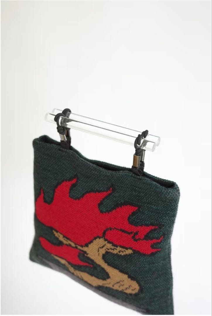 unpis tukifune ハンドバッグ　ニットバッグ　松　盆栽