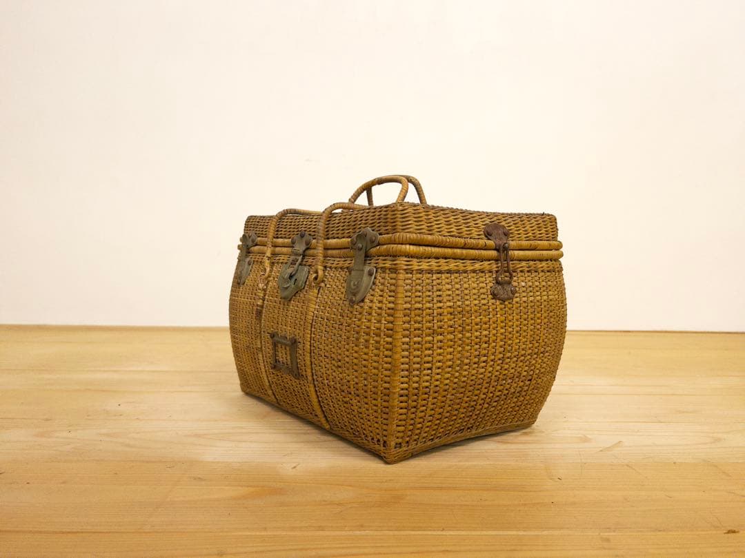 【須賀】籐　バッグ　2a015　古道具　古家具　ビンテージ