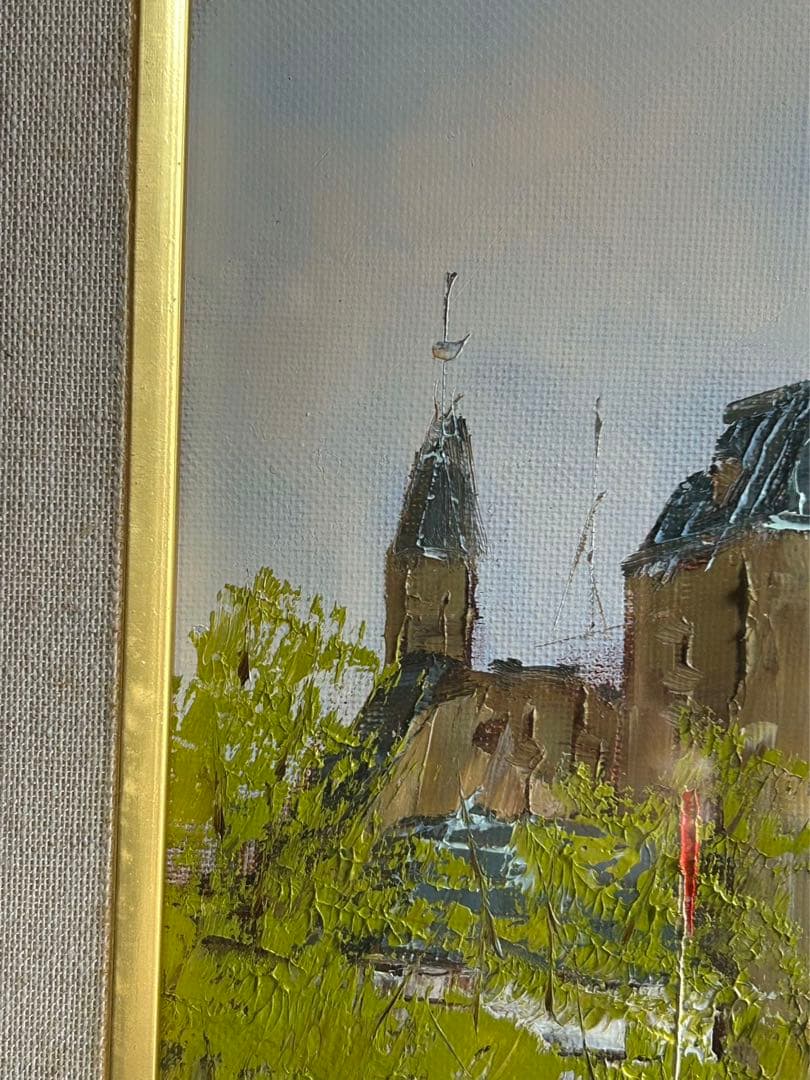 黒沢久 クロワジック港　港の風景 油彩画　フランス美術展出品