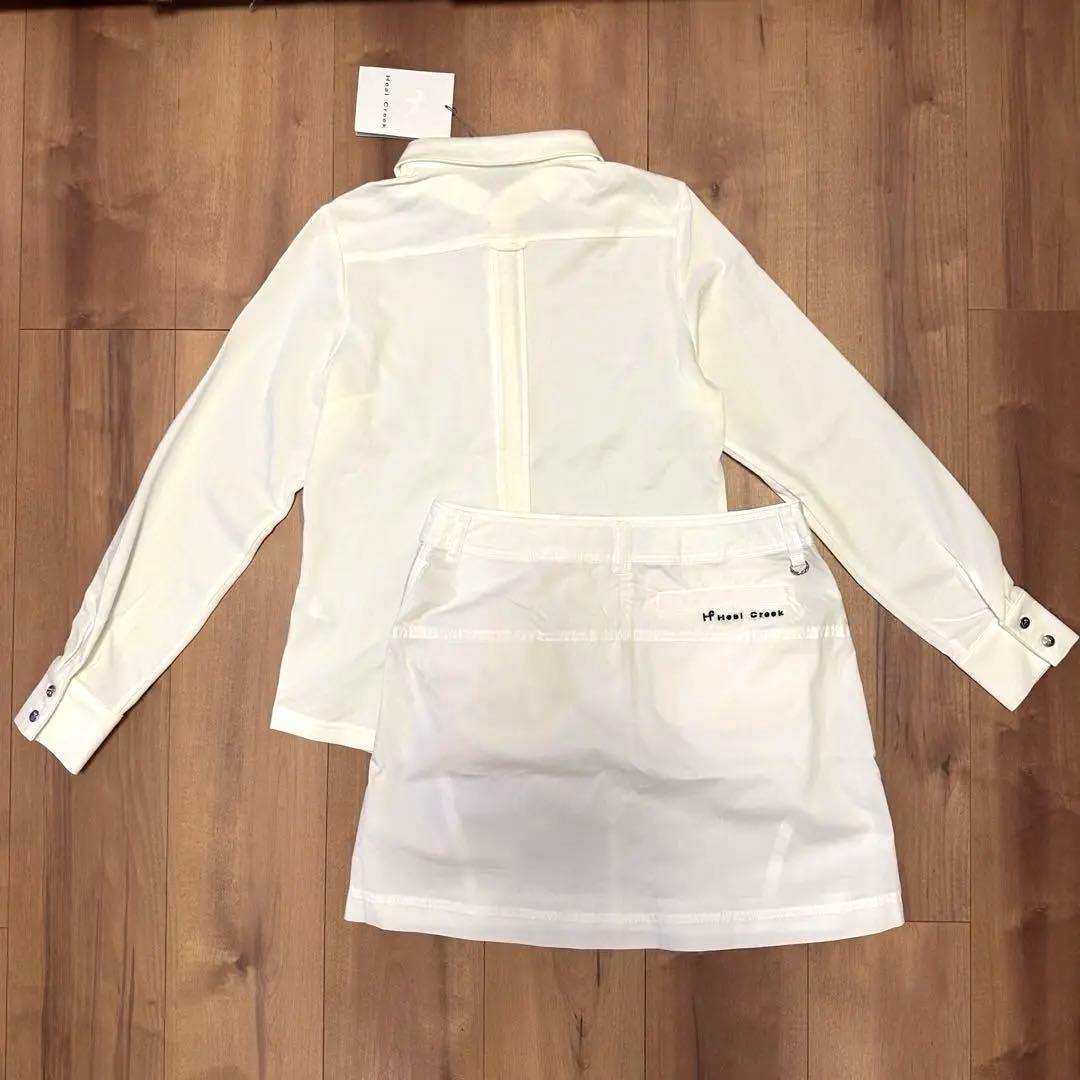 ヒールクリーク　長袖ポロシャツ　スカート　セットアップ　ホワイト　サイズ40