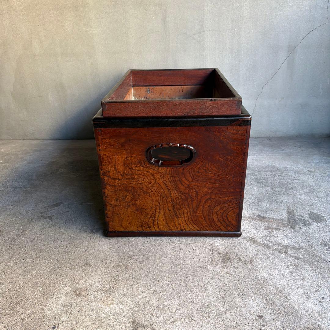 当時物　関東火鉢 欅 長火鉢　欅　黒柿　猫板　時代家具　アンティーク