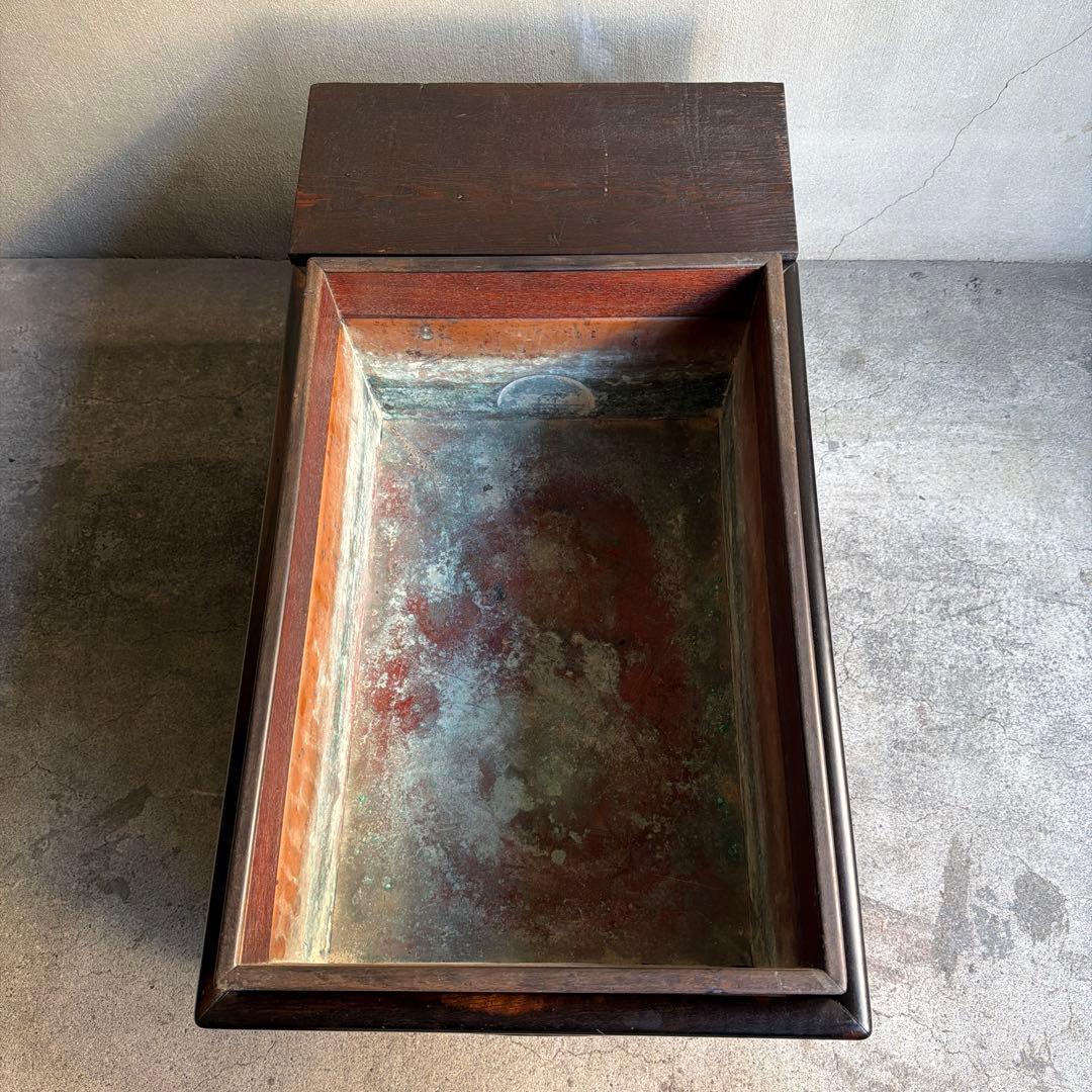 当時物　関東火鉢 欅 長火鉢　欅　黒柿　猫板　時代家具　アンティーク