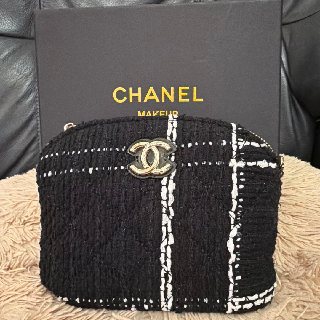 CHANEL ストライプショルダーバッグ　シャネル　ツイード　ノベルティ