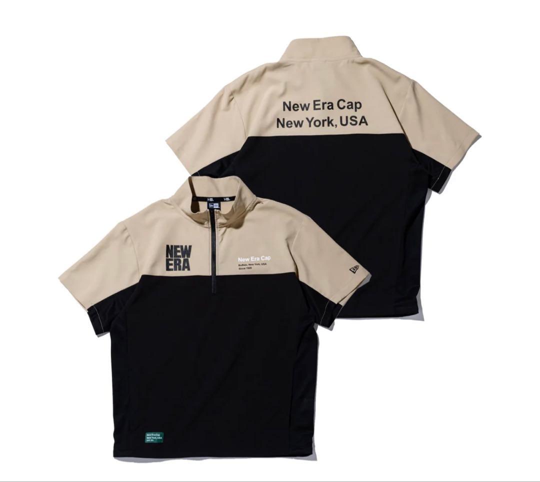 半袖 クロスウェア ジャケット スクエアニューエラ ベージュブラック ゴルフ