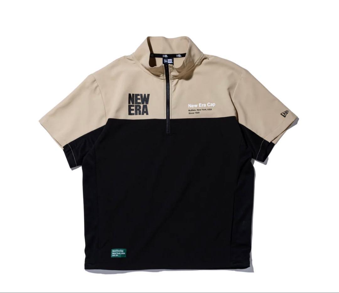 半袖 クロスウェア ジャケット スクエアニューエラ ベージュブラック ゴルフ