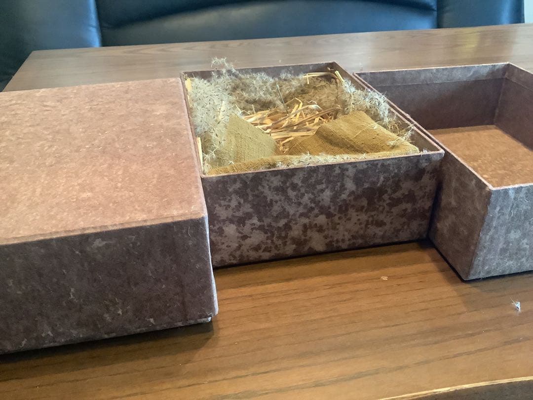 ハタノワタル柿染手作箱２個(noma2024) 約17×23.5×高7.5cm