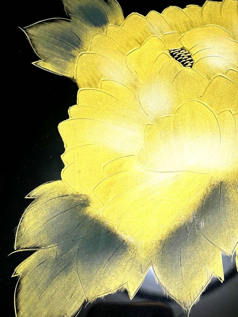 新品レア！松田林山作　漆器蒔絵 重箱 文箱　花模様 黒色