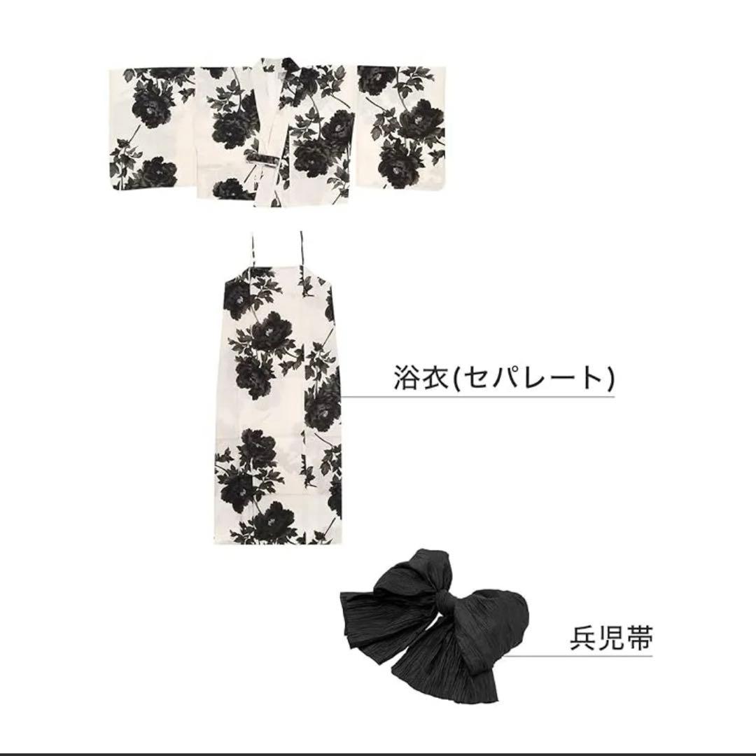 ［KYOETSU] キョウエツ　浴衣セット ワンピース 2点セット瀟洒水墨牡丹