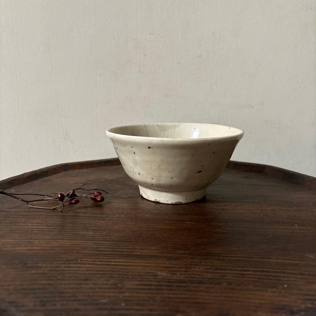 李朝大振り茶碗　鉢　白磁　韓国骨董品.アンティーク.古民芸.立原正秋