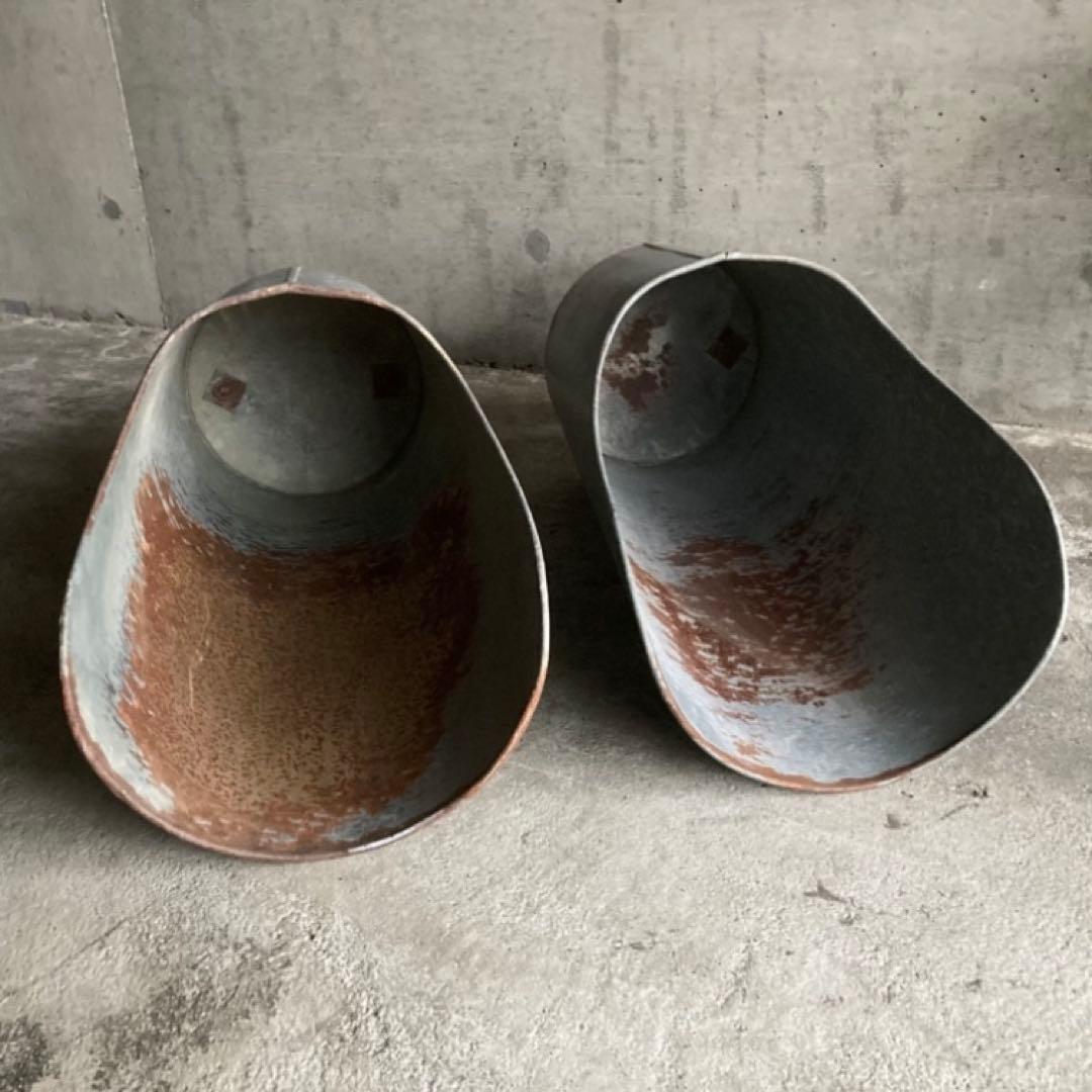 バケツ スコップ 穀物 藁 ブリキ 金属 2点 農具 古道具 シャビー レトロ