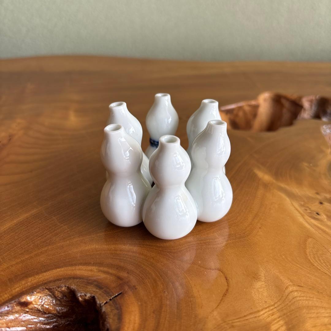 横石嘉助作 平戸白磁 六瓢蓋置 茶道具 共箱