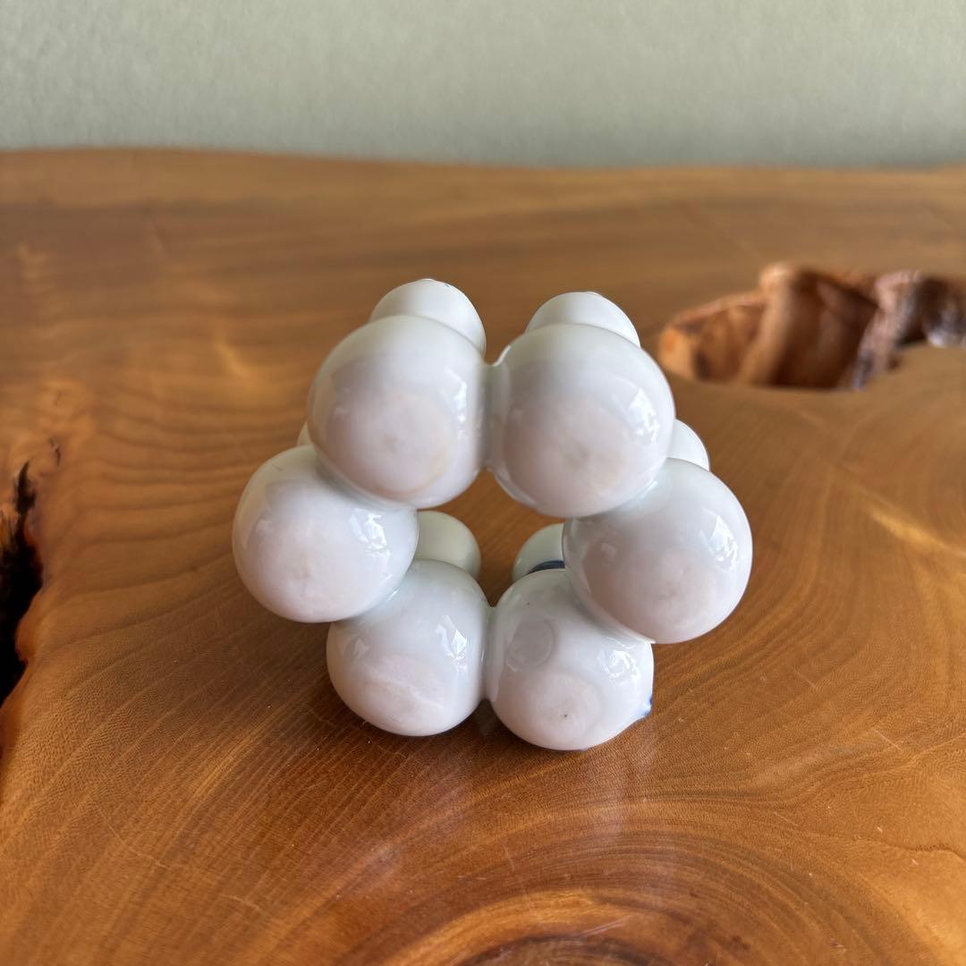 横石嘉助作 平戸白磁 六瓢蓋置 茶道具 共箱