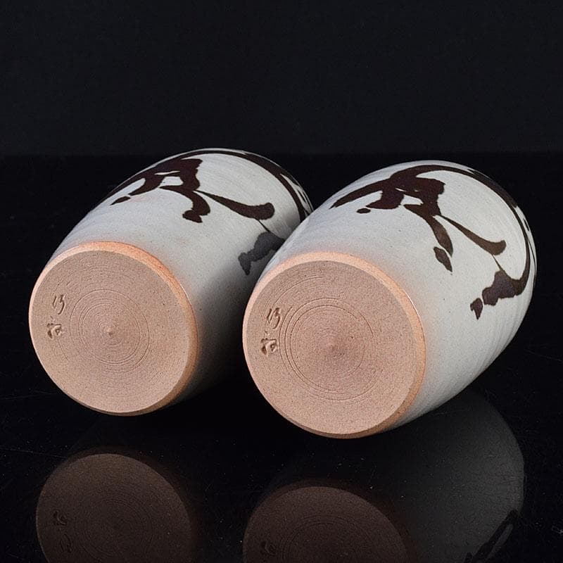 京焼　三浦竹軒造　徳利　一對　小皿　三客　共布共箱　2点まとめて　V　R8136