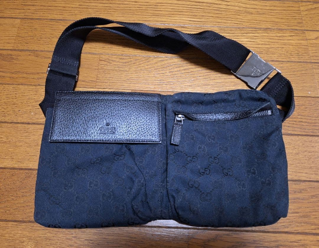 GUCCI グッチ ウエストバッグ ボディバッグ GG キャンバス ブラック