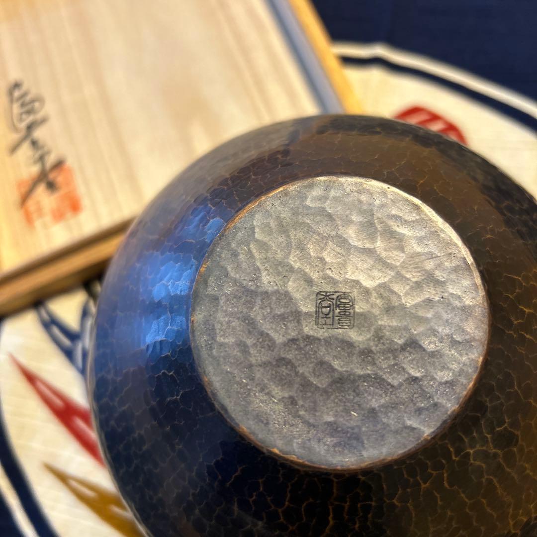 銅製花瓶 木箱付き　富貴堂