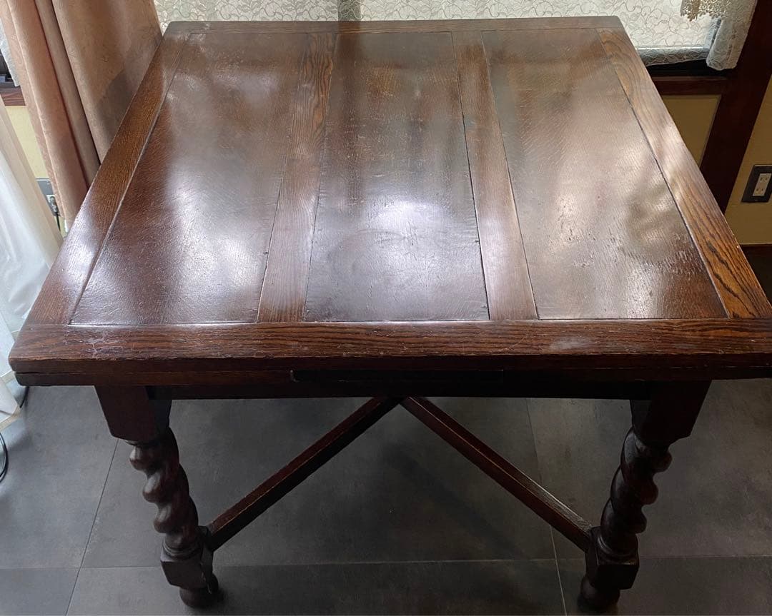 送料込み三越イギリスアンティークドローリーフテーブル（伸縮可能）