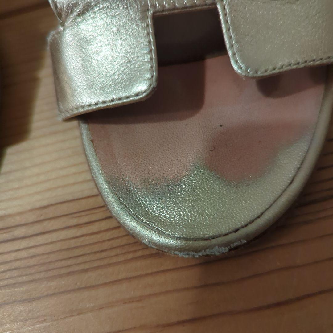 エルメス、オアジス、ゴールド ミュール 約6cmヒール、サイズ37